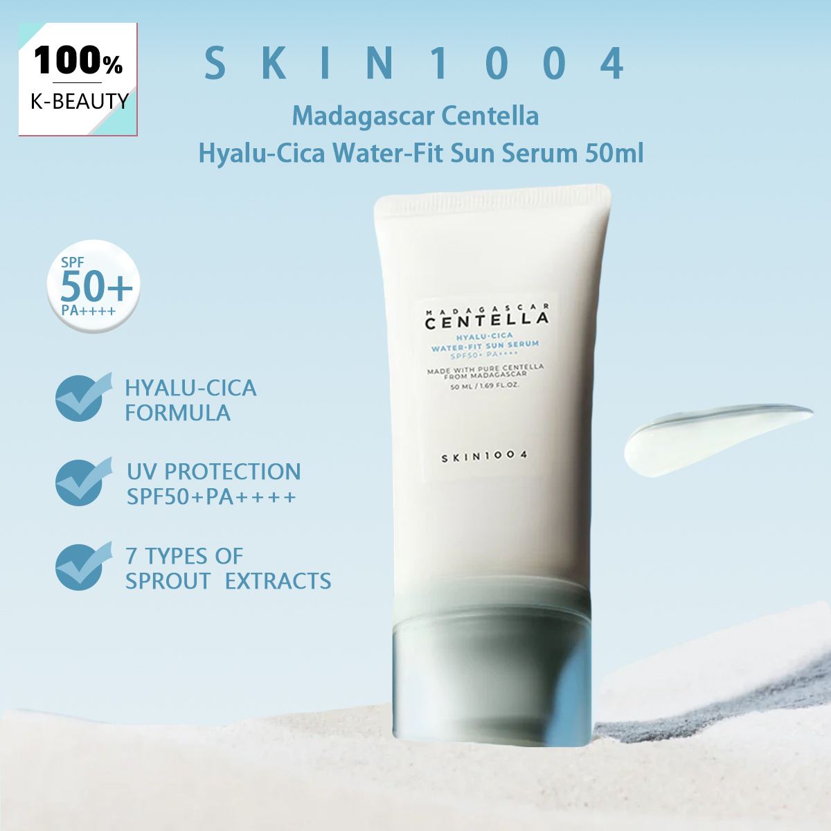 Beauty Makeup Korean - SKIN1004 Madagascar Centella Hyalu-Cica sérum solaire